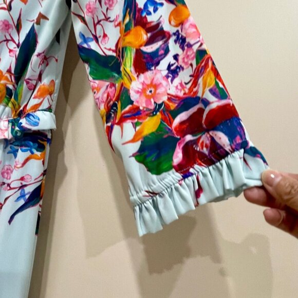 HUNTER BELL DRESS SZ 4 WILDFLOWERS RUFFLE TIERED EMBELLISHMENT AESTHETIC CHIC - Picture 10 of 16